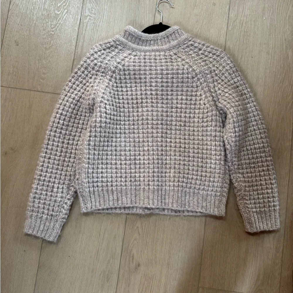 The Great. Women’s Knitted Pink/ Gray Wool Blend ButtonUp Cardigan Sweater - Picture 7 of 7